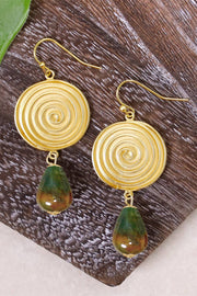 Mixed Jasper & Swirl Disc Drop Earrings - GF