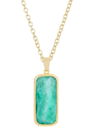 Amazonite Rectangle Pendant Necklace - GF