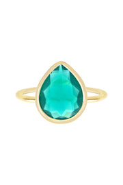 Teal Crystal Pear Ring - GF