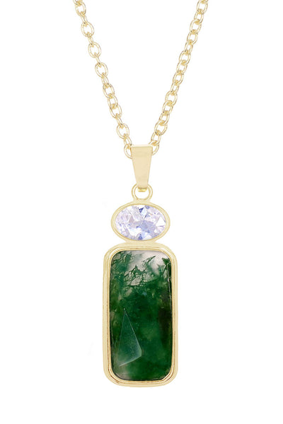 Moss Agate Pendant Necklace - GF