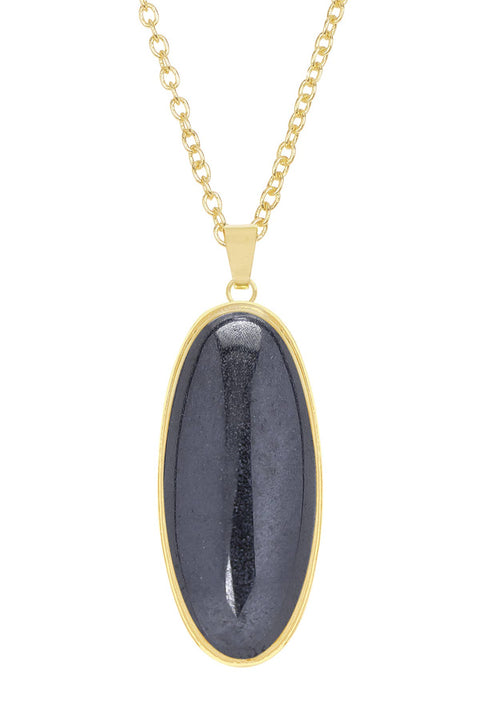 Hematite Oval Pendant Necklace - GF