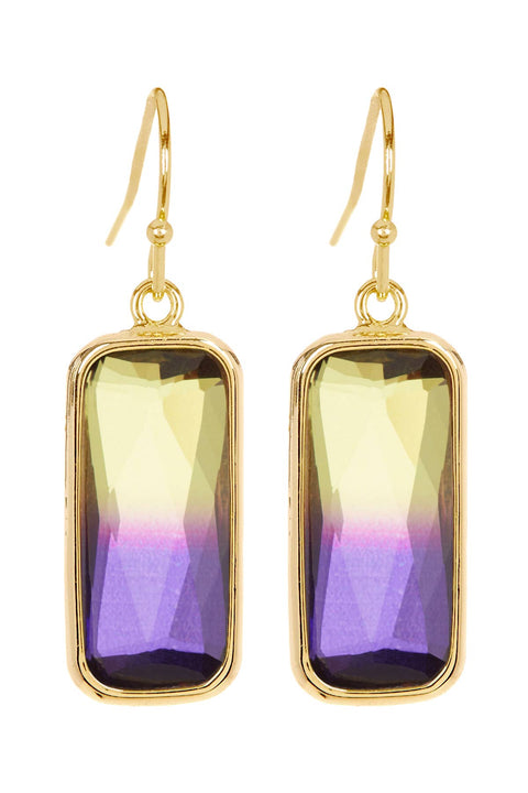 Dyed Quartz Rectangle Drop Earrings In Gold - GF