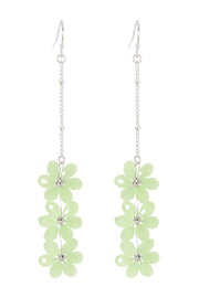 Green Austrian Crystal Flower Bloom Drop Earrings - SF