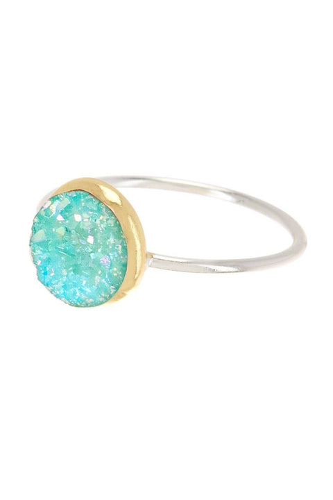 Teal Druzy Quartz 2-Tone Ring - SF