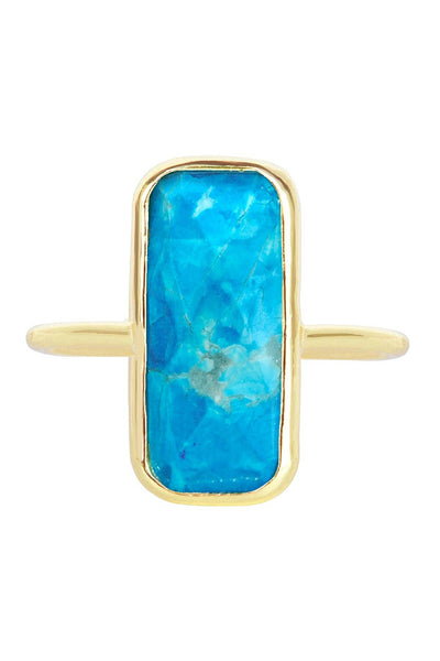 Turquoise & Gemstone Rectangle Ring - GF