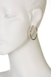 Hammered 2" Dia. Hoop Earrings In Gold - GF