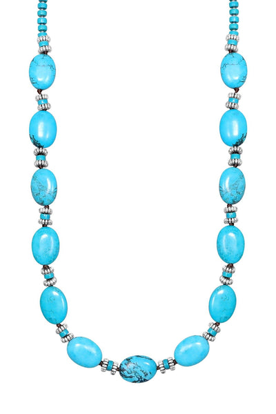 Turquoise & Silver Plated Black Hawk Necklace - SF