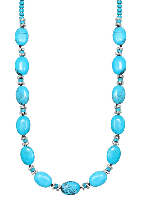 Turquoise & Silver Plated Black Hawk Necklace - SF