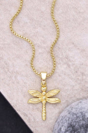 14k Gold Plated Dragonfly Pendant Necklace - GF