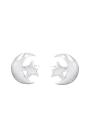 Sterling Silver Moon & Star Post Earrings - SS