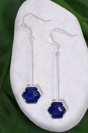 Lapis Hexagon Dangle Earrings - SF