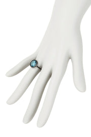 Sky Blue Crystal Ring In Gunmetal - SF