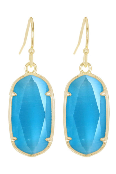 Blue Cat's Eye Drop Earrings - GF