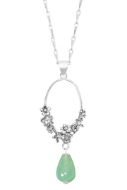 Green Aventurine & Blossoms Pendant Necklace - SF