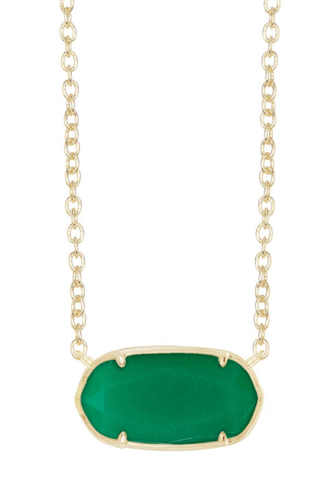 Green Chalcedony Crystal Pendant Necklace - GF