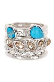 Encino Stack Ring Set In Turquoise - SF