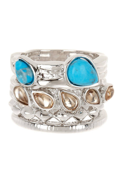 Encino Stack Ring Set In Turquoise - SF