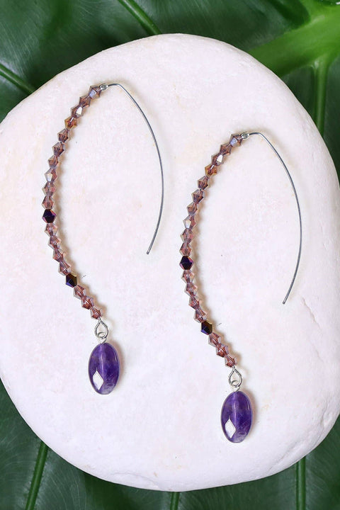 Amethyst & Austrian Crystal Cascade Earrings - SF