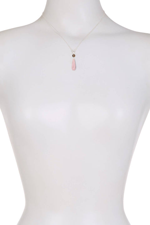 Rose Quartz & Somky Crystal Pendant Necklace - SF