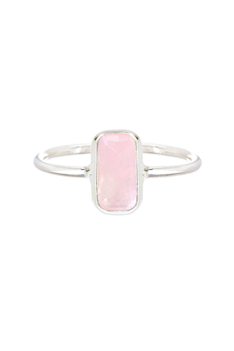 Rose Quartz Rectangle Petite Ring - SF