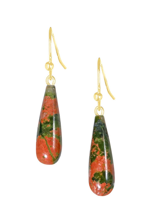 14k Vermeil & Unakite Drop Earrings - VM