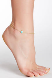 Turquoise Framed Briolette Anklet - GF