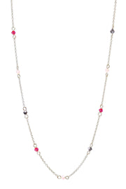 Pink Austrian Crystal Station Necklace - SF