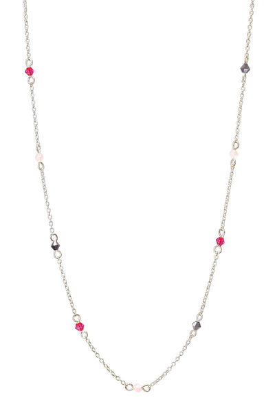 Pink Austrian Crystal Station Necklace - SF