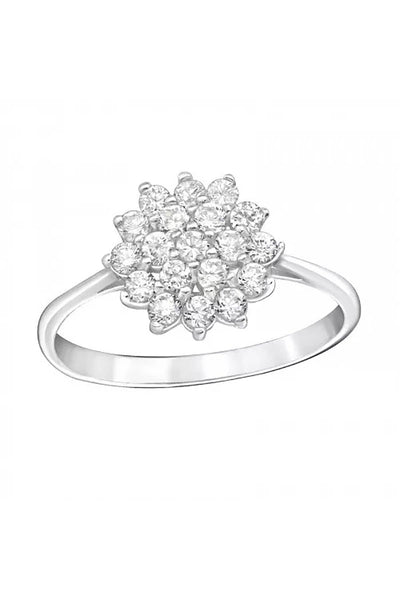 Sterling Silver CZ Flower Ring - SS