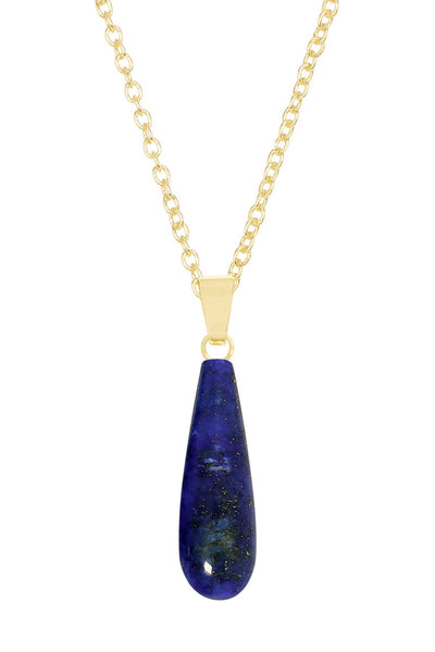 Lapis Pear Cut Pendant Necklace - GF