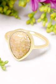 Lily Fossil Teardrop Ring - GF