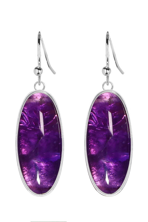 Amethyst Oval Drop Earrings - SF