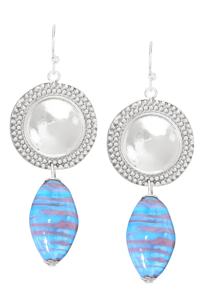 Murano Glass & Vintage Disc Drop Earrings - SF