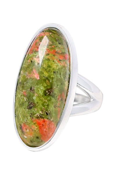 Unakite Oval Cabochon Ring - SF