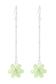 Green Austrian Crystal Flower Bloom Dangle Earrings - SF