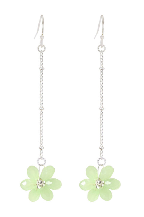 Green Austrian Crystal Flower Bloom Dangle Earrings - SF