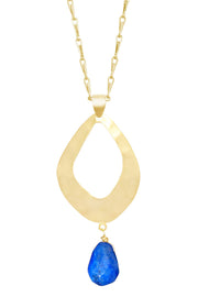 Lapis & Fan Pendant Necklace - GF