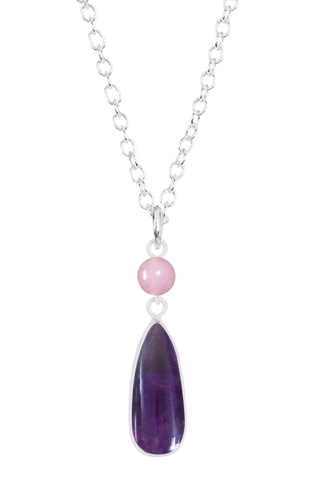 Amethyst & Rose Quartz Pendant Necklace - SF