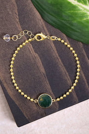 Moss Agate Beaded Charm Bracelet - GF