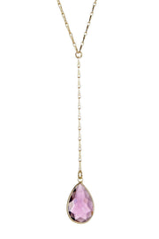 Lavender Crystal Y Necklace - GF