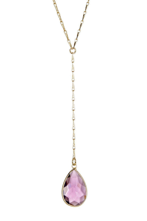 Lavender Crystal Y Necklace - GF