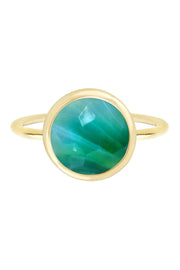 Green Lace Agate Lollipop Ring - GF