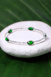 Emerald Crystal Bangle Station Bracelet - SF