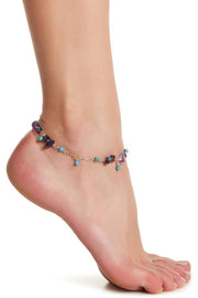 Amethyst & Turquoise Beaded Anklet - GF