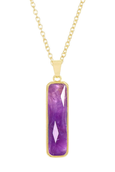 Amethyst Rectangle Pendant Necklace - GF