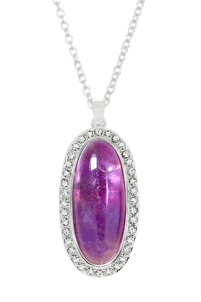 Amethyst Halo Pendant Necklace - SF