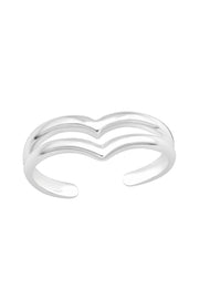 Sterling Silver V Shape Adjustable Toe Ring - SS