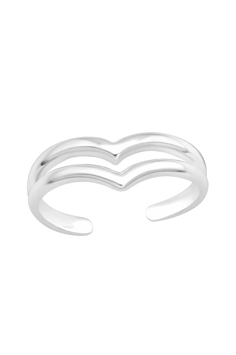 Sterling Silver V Shape Adjustable Toe Ring - SS