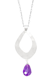 Amethyst & Fan Pendant Necklace - SF