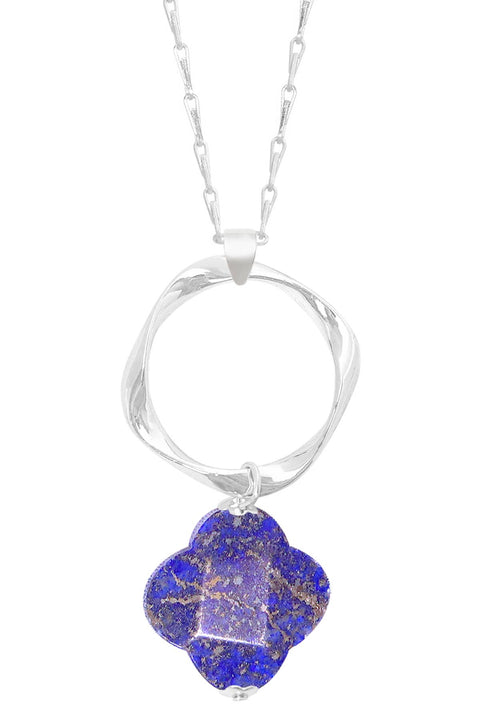 Lapis & Freeform Hoop Pendant Necklace - SF